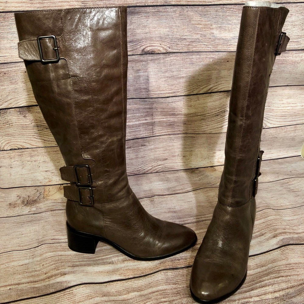 Franco Sarto FONTANA GREY TALL LEATHER BOOTS 6